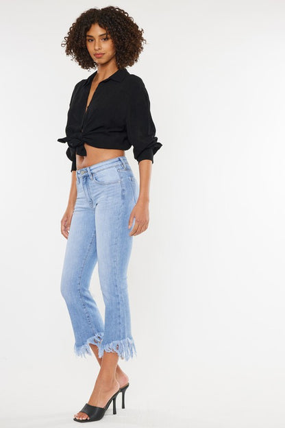 KAN CAN USA HIGH RISE CROP BOOTCUT DENIM PANTS