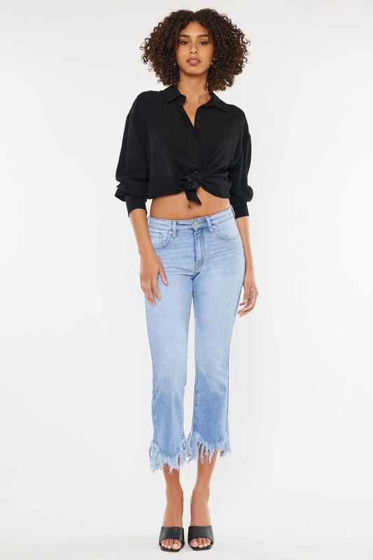 KAN CAN USA HIGH RISE CROP BOOTCUT DENIM PANTS