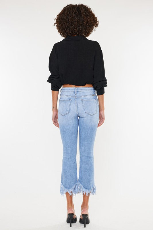 KAN CAN USA HIGH RISE CROP BOOTCUT DENIM PANTS