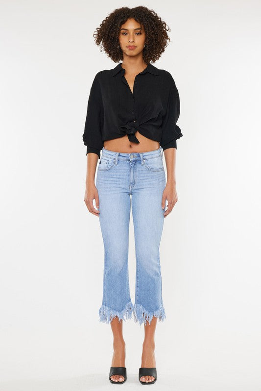 KAN CAN USA HIGH RISE CROP BOOTCUT DENIM PANTS