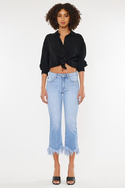 KAN CAN USA HIGH RISE CROP BOOTCUT DENIM PANTS