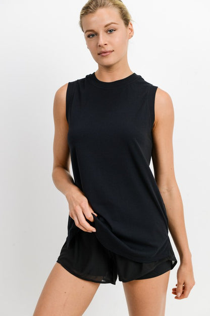 Notched Sleeveless Flowy Tank Top