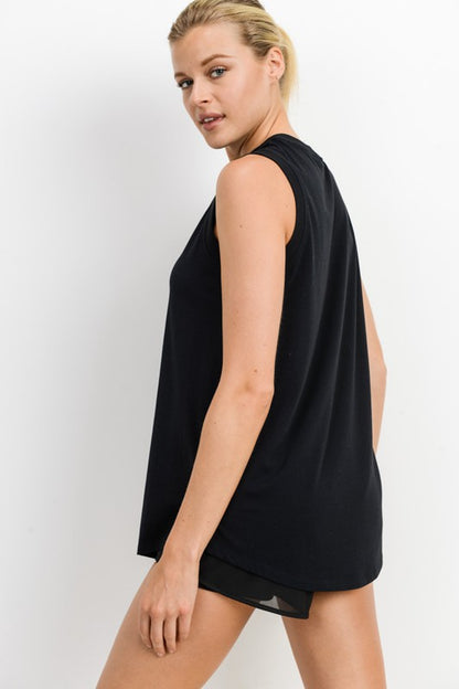 Notched Sleeveless Flowy Tank Top