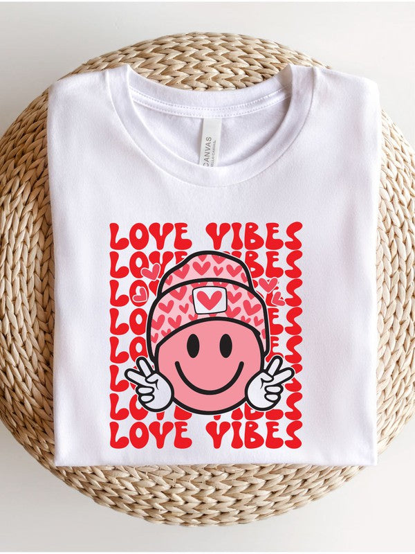 Love Vibes Smiley Face Graphic Tee