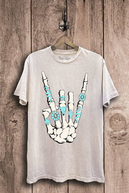 Skeleton Rock Hand Sign Graphic Top