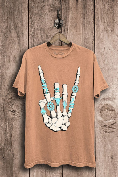 Skeleton Rock Hand Sign Graphic Top