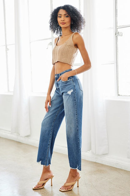 Kan Can USA High Rise Slim Wide Leg Jeans