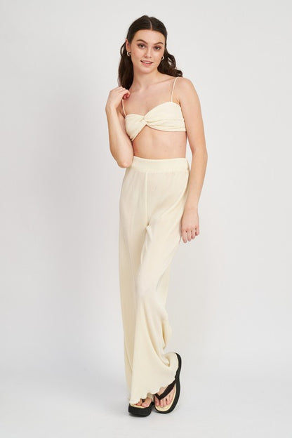 SCALLOP HEM HIGH WAISTED PANTS