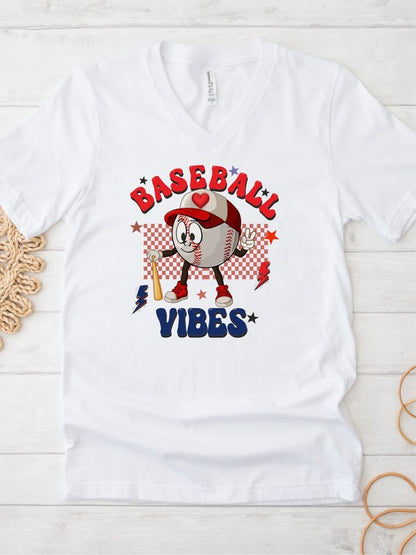 Baseball Vibes V Neck Softstyle Tee