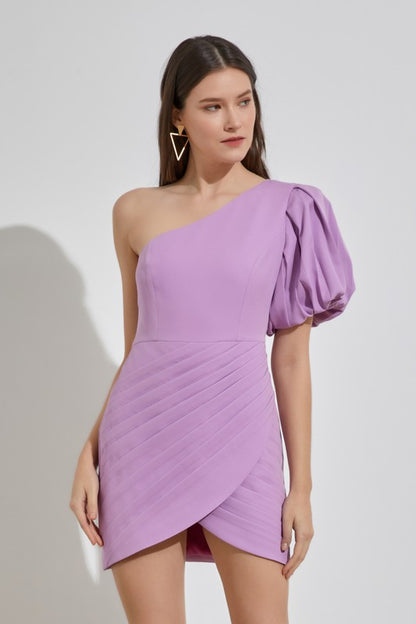 ONE SHOULDER RUFFLE DRESS