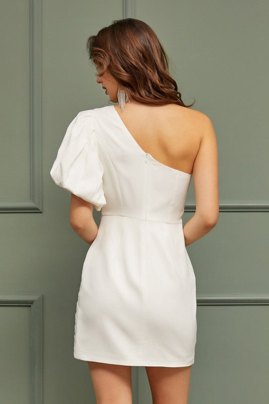 ONE SHOULDER RUFFLE DRESS