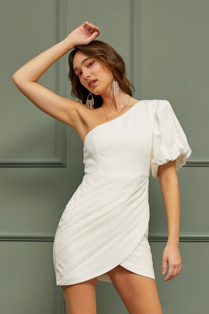 ONE SHOULDER RUFFLE DRESS