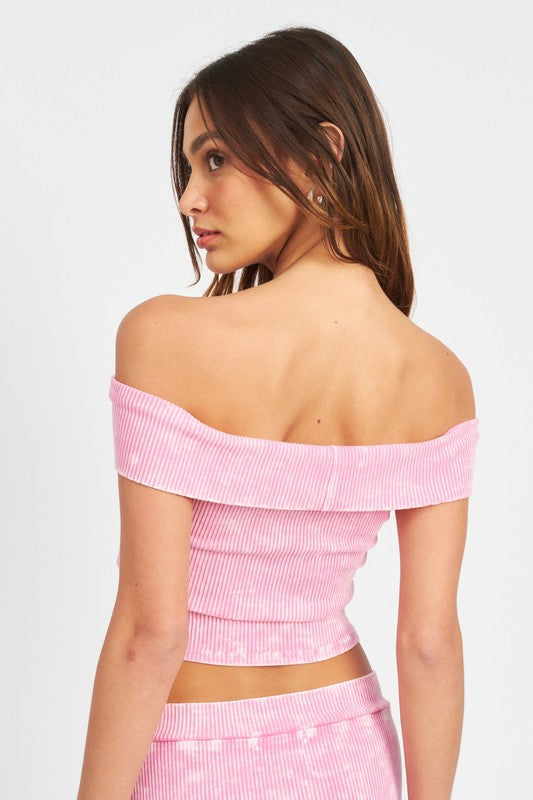 GARMENT DYE STRAPLESS CROP TOP