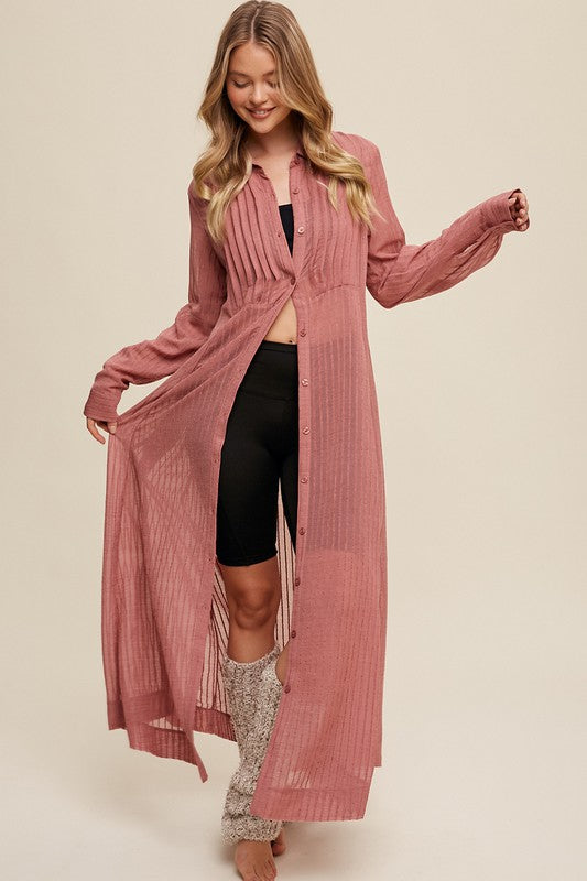 Long Button Down Shirt Maxi Dress