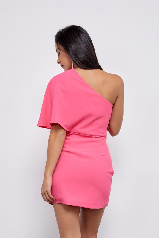 ONE SHOULDER WRAP DRESS