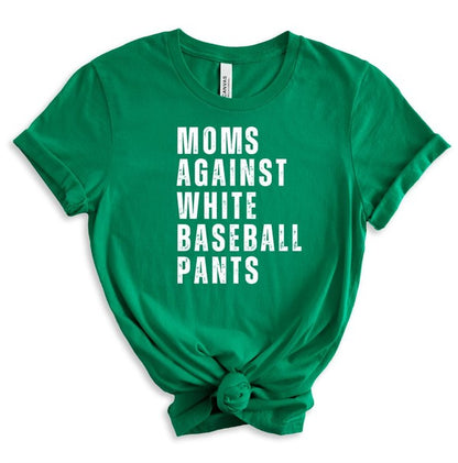 Moms Against White Baseball Pants Boutique Tee