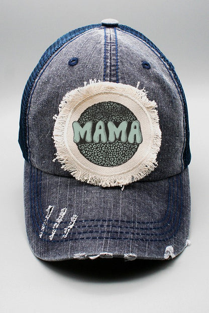 Greenish Mama Leopard Circle Patch Hat