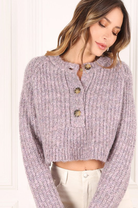 Melange multicolor crop sweater top