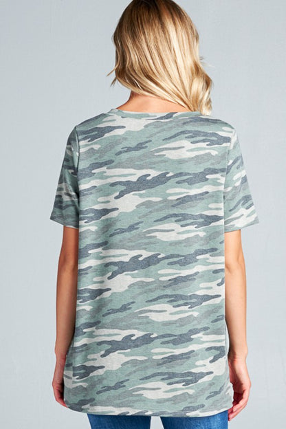 PLUS CAMOUFLAGE BOXY CASUAL TOP