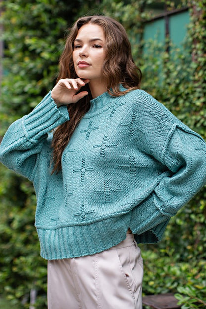 TURTLE NECK KNIT SWEATER/TOP