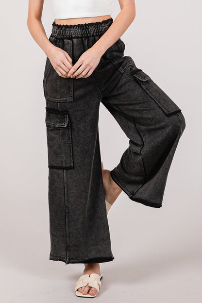 Knit Terry Mineral Wash Wide Leg Pants