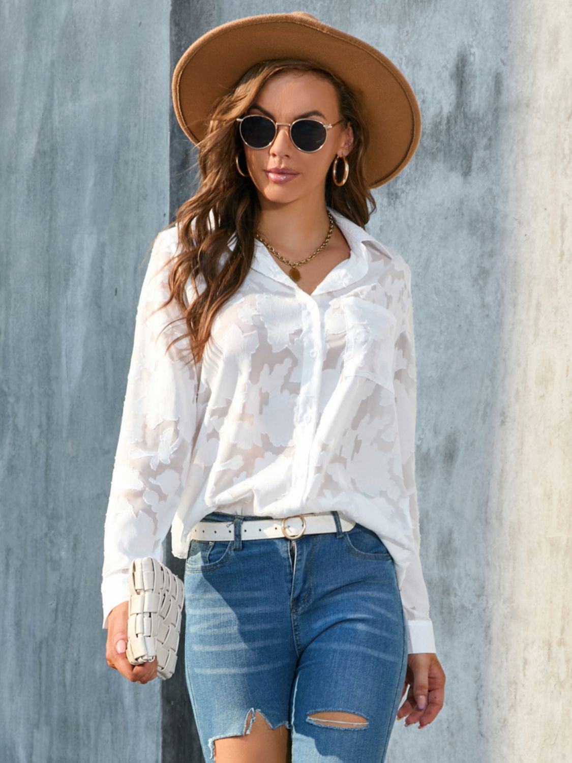 Collared Neck Long Sleeve Shirt