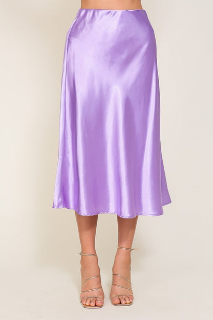 Satin Midi Flare Skirt