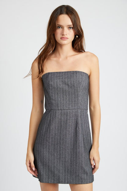 PINSTRIPE TUBE MINI DRESS