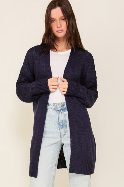 Long Sleeve Open Front Cardigan With Back Heart