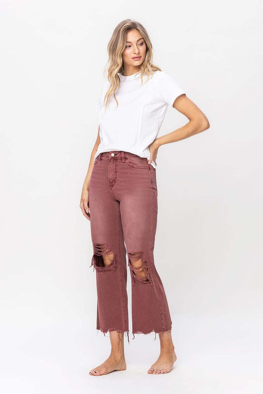 VERVET BY Flying Monkey 90S VINTAGE HIGH RISE CROP FLARE JEAN