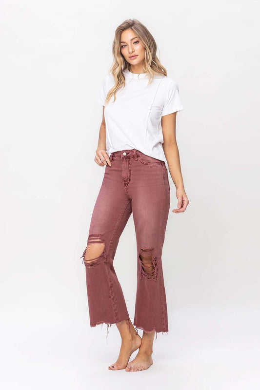 VERVET BY Flying Monkey 90S VINTAGE HIGH RISE CROP FLARE JEAN