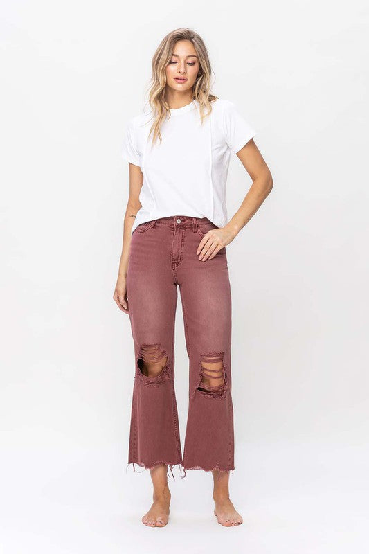 VERVET BY Flying Monkey 90S VINTAGE HIGH RISE CROP FLARE JEAN