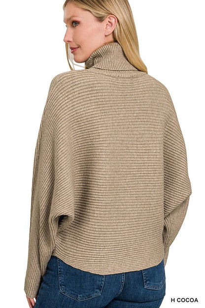 VISCOSE DOLMAN SLEEVE TURTLENECK SWEATER