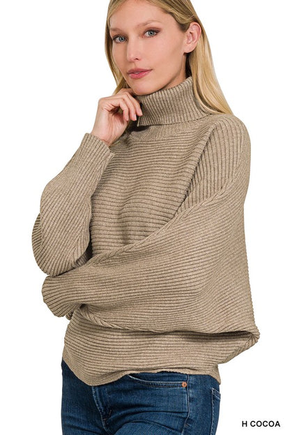 VISCOSE DOLMAN SLEEVE TURTLENECK SWEATER