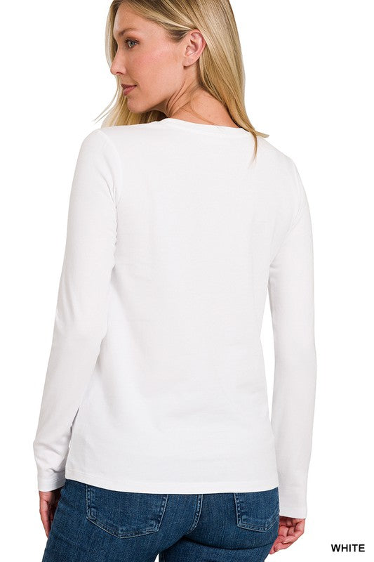 Cotton Crew Neck Long Sleeve T-Shirt