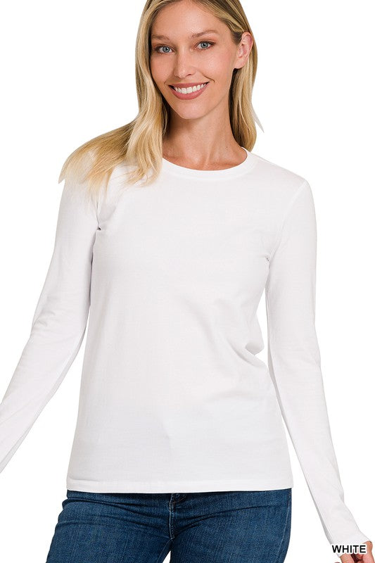 Cotton Crew Neck Long Sleeve T-Shirt