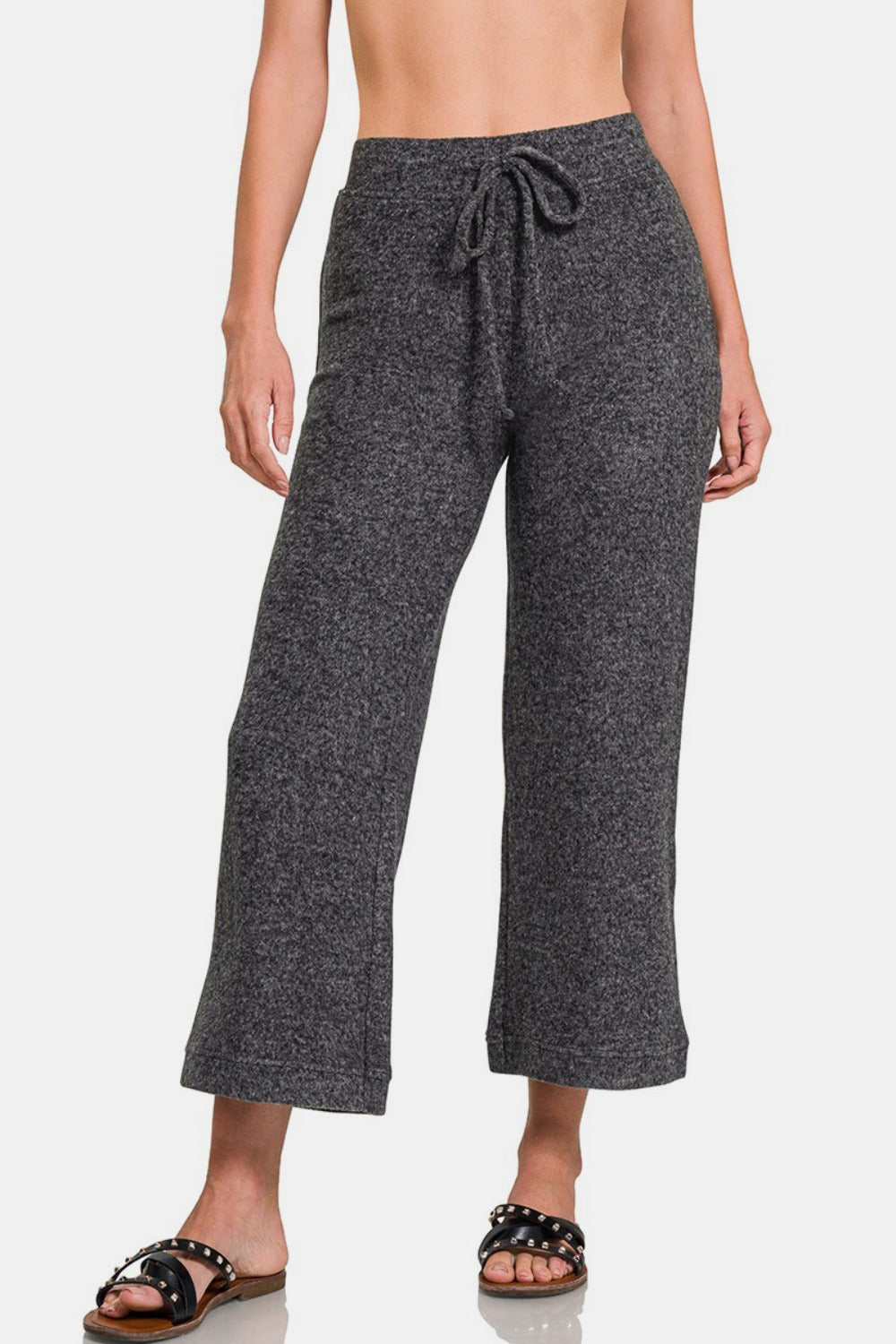 Drawstring Hacci Cropped Pants