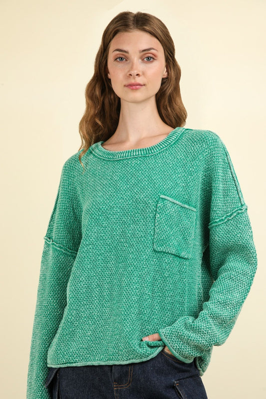 Mineral Washed Exposed Seam Sweater