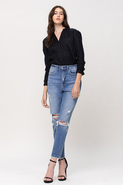 FLYING MONKEY SUPER HIGH RISE STRETCH MOM JEANS