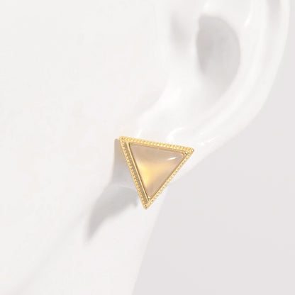 925 Sterling Silver Zircon Triangle Stud Earrings