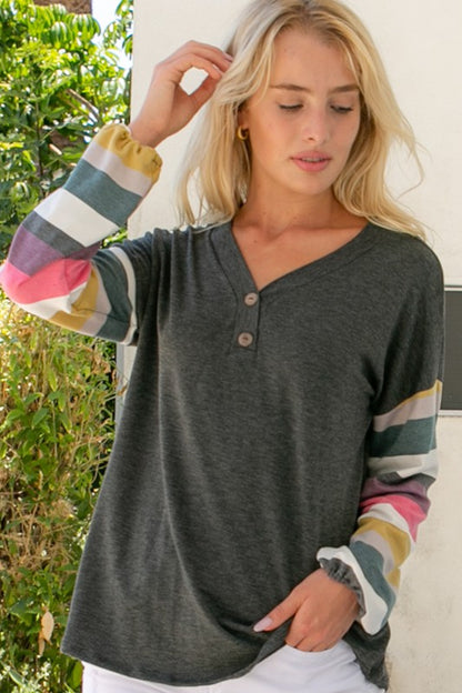 STRIPE SOLID MIXED TOP