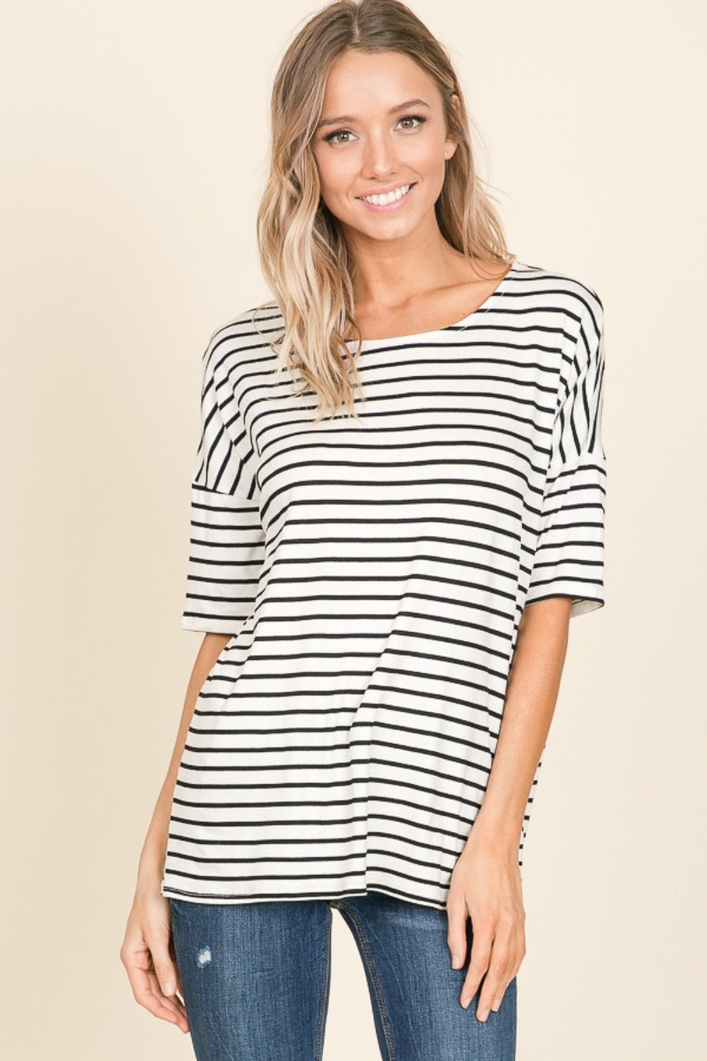 Striped Round Neck T-Shirt