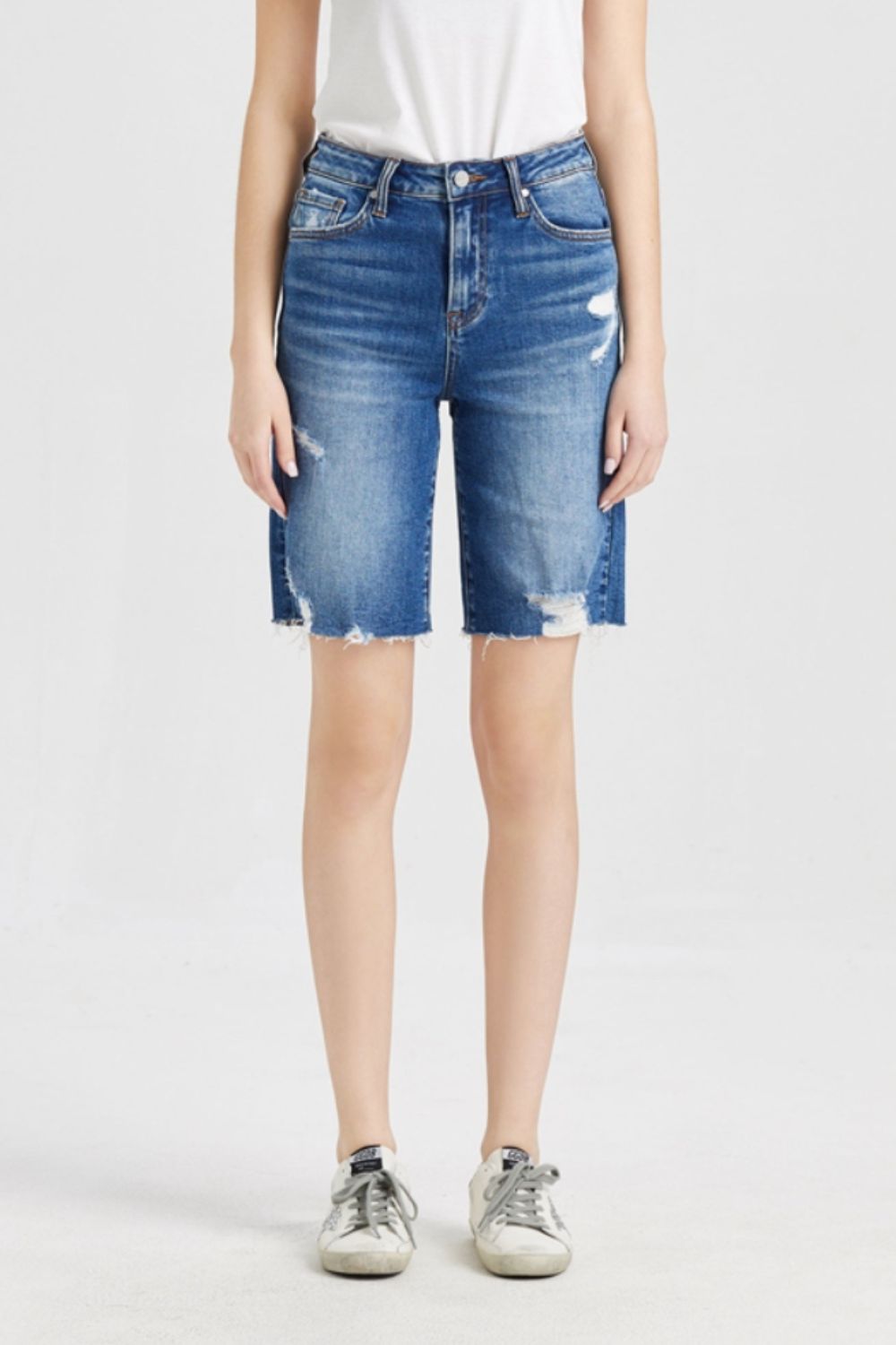 BAYEAS Super High Rise Denim Bermuda Shorts