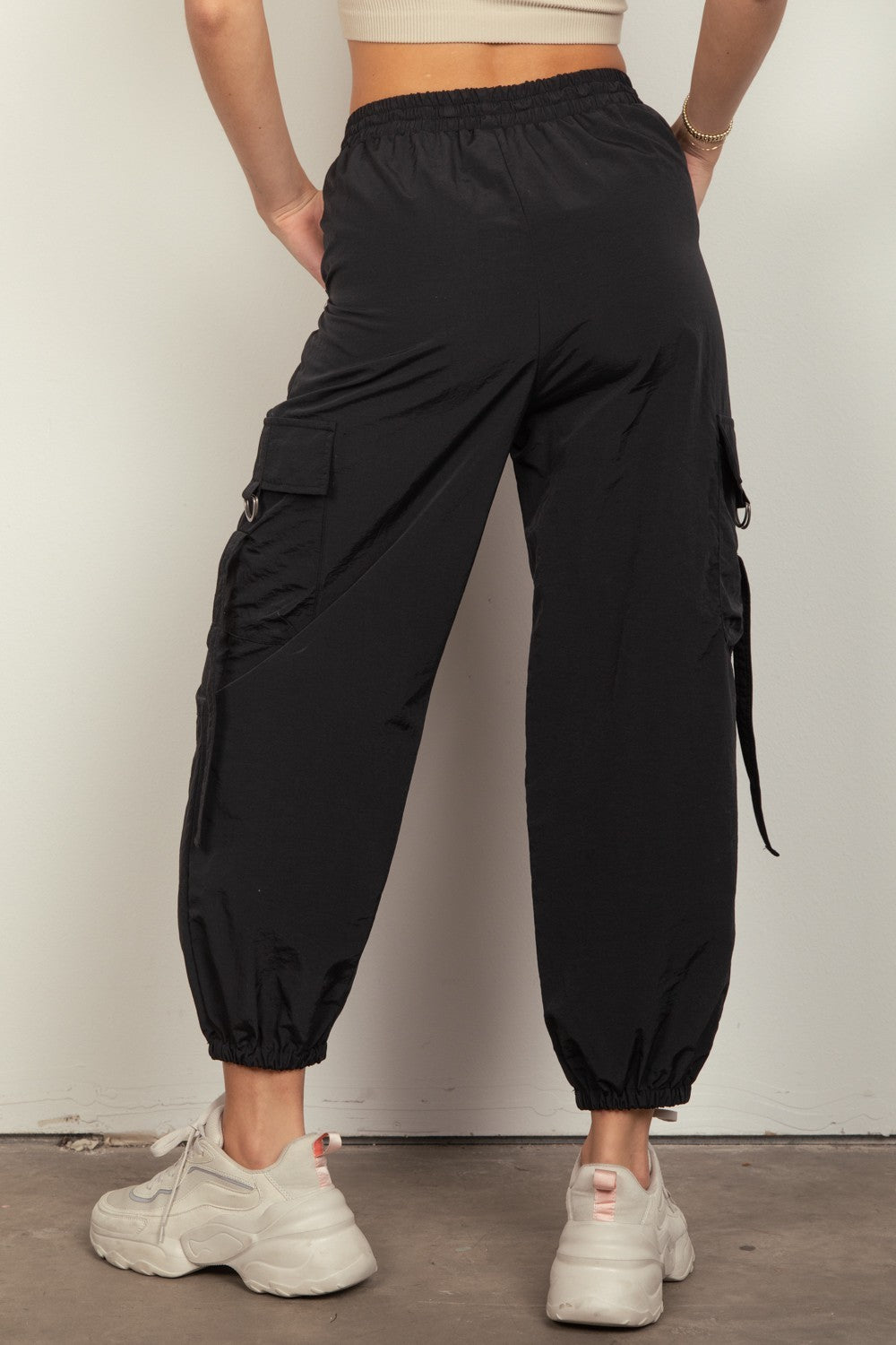 Elastic Waist Woven Cargo Pants