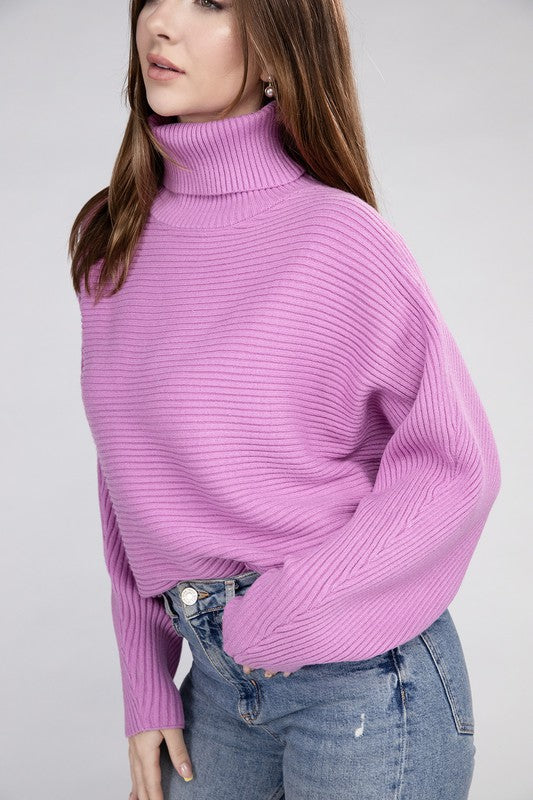 VISCOSE DOLMAN SLEEVE TURTLENECK SWEATER