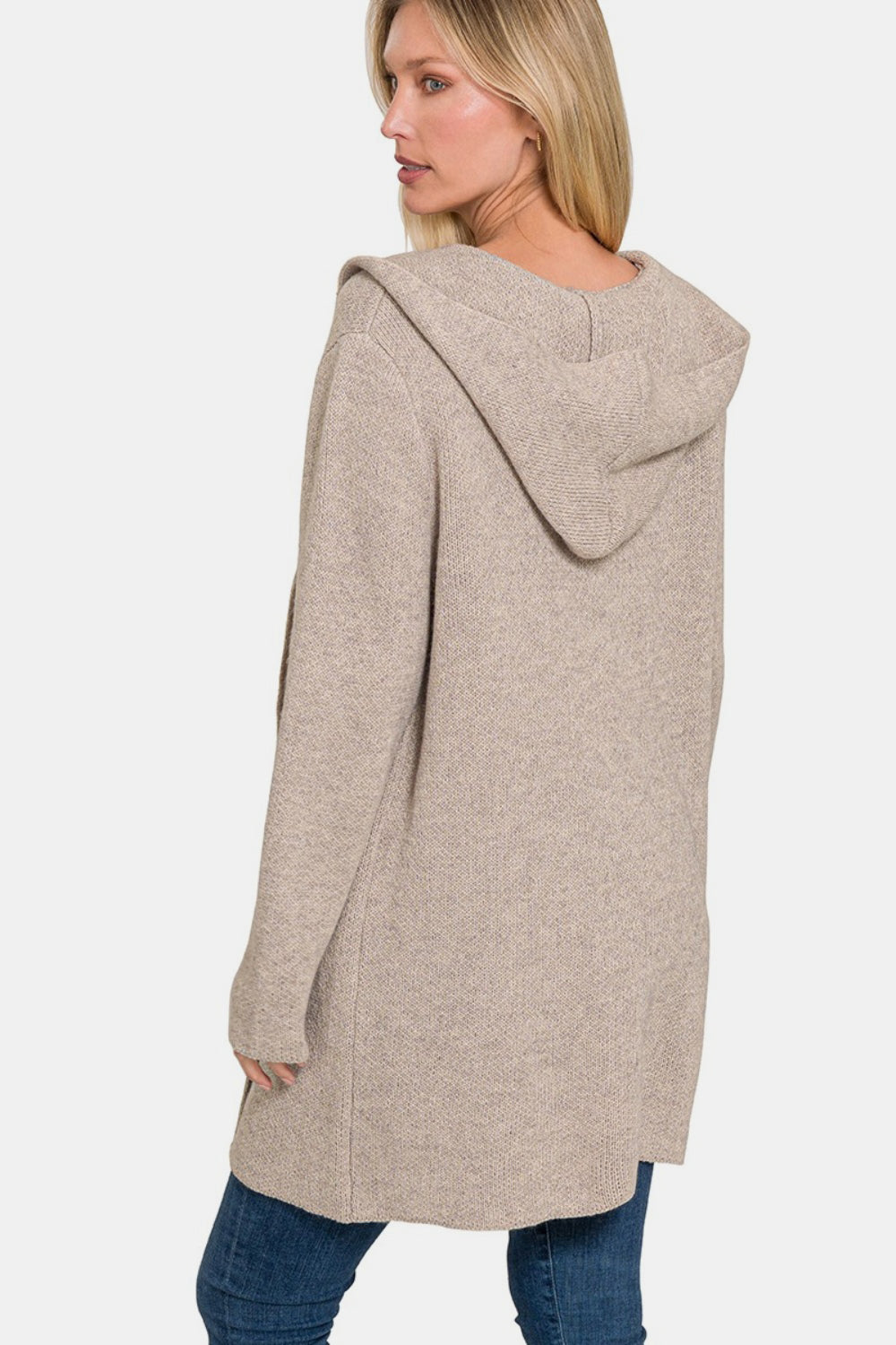 Hooded Open Front Sweater Cardigan