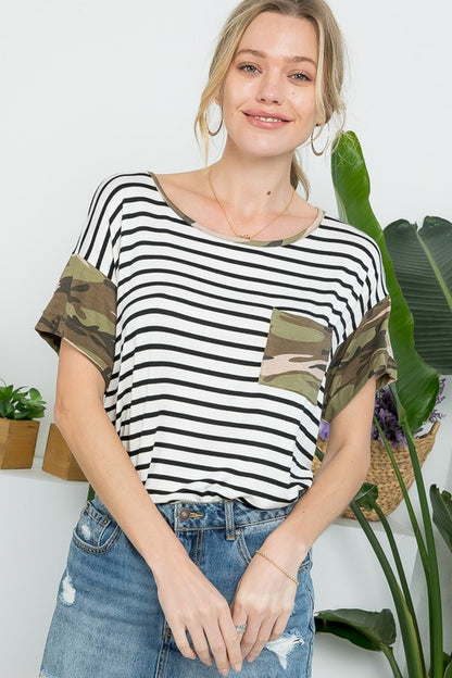 PLUS CAMOUFLAGE MIX CASUAL BOXY TOP