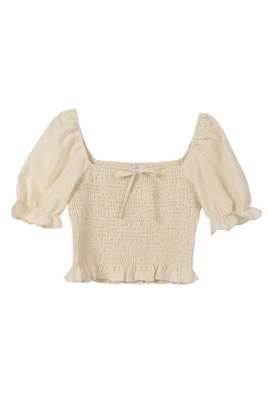 Short sleeves smocked top