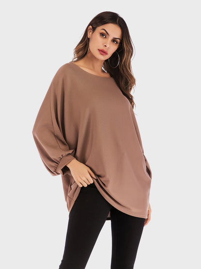 Round Neck Batwing Sleeve T-Shirt