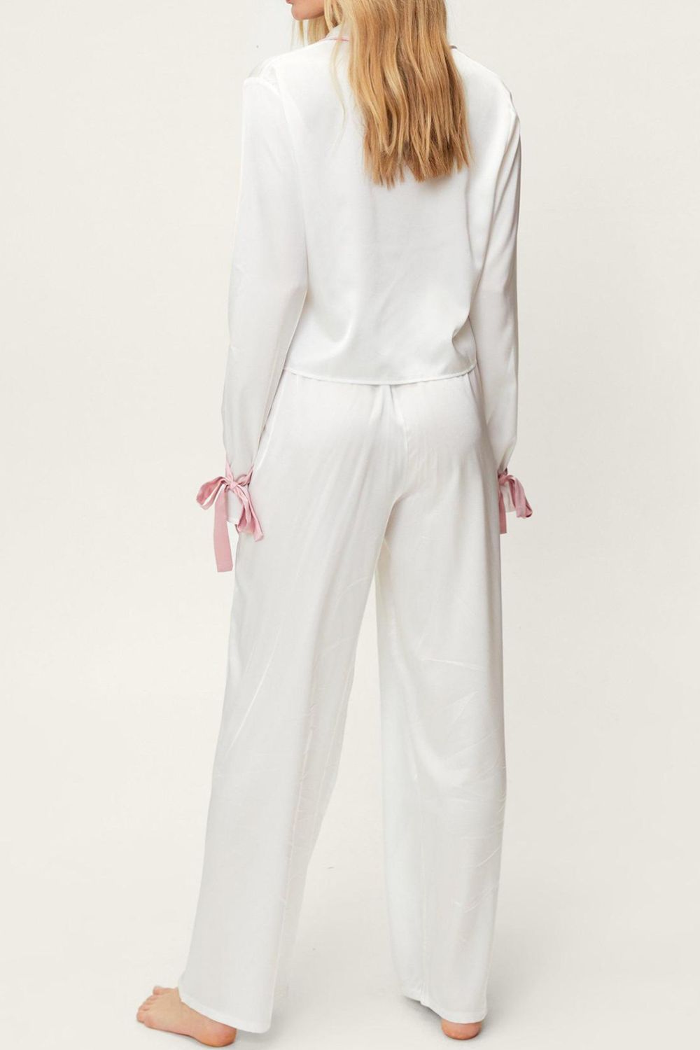 Tied Cuff Collared Neck Top and Pants Lounge Set